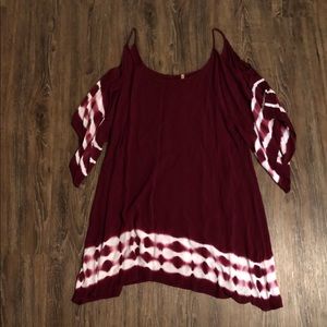 Maroon Tie Dye Cut Out Dress